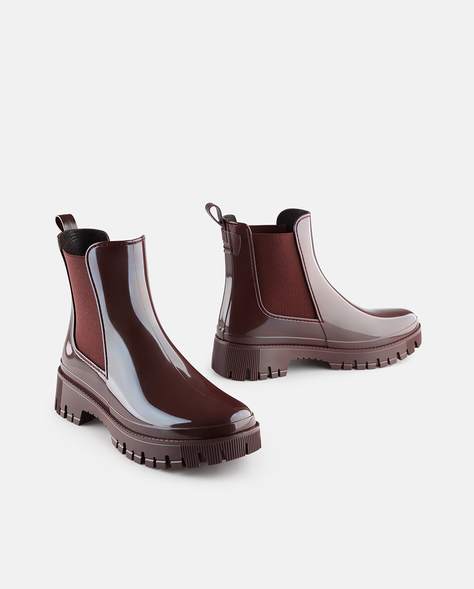 Botins Chelsea de Chuva Vegan PEACHY em Bordeaux Vermelho-5