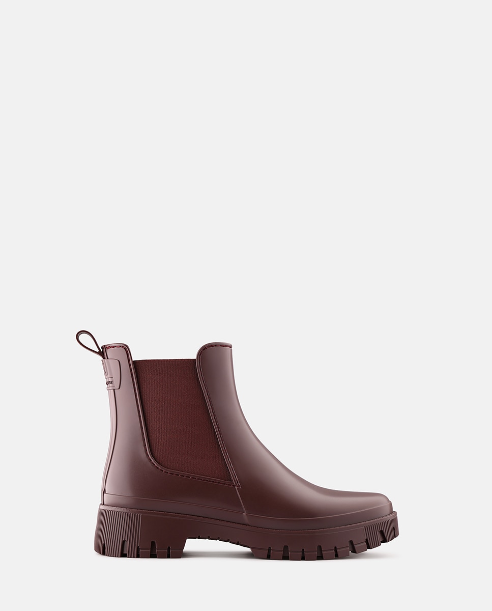 Botins Chelsea de Chuva Vegan KIRBY em Bordeaux Mate Vermelho-1