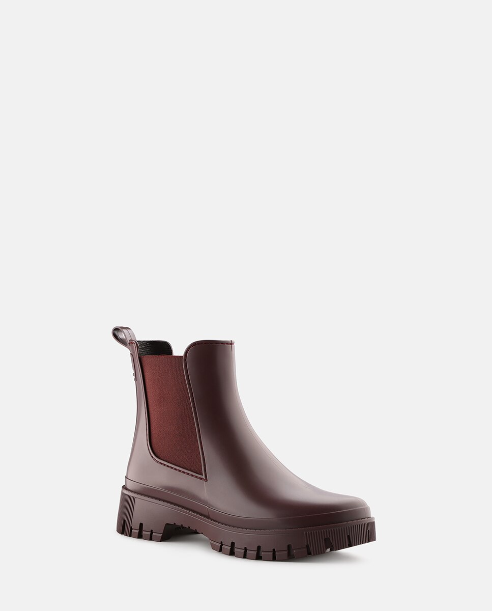 Botins Chelsea de Chuva Vegan KIRBY em Bordeaux Mate Vermelho-2