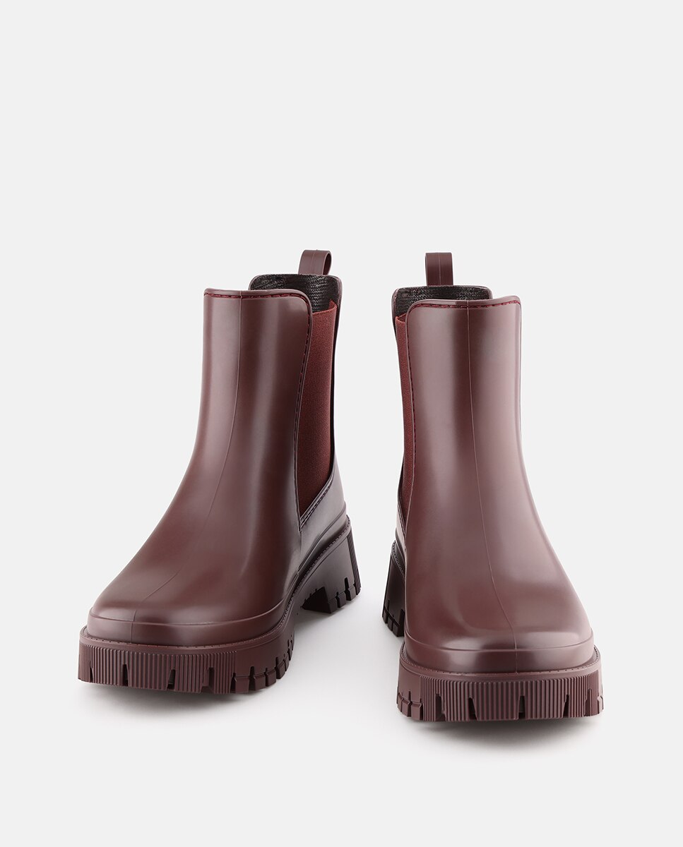 Botins Chelsea de Chuva Vegan KIRBY em Bordeaux Mate Vermelho-3