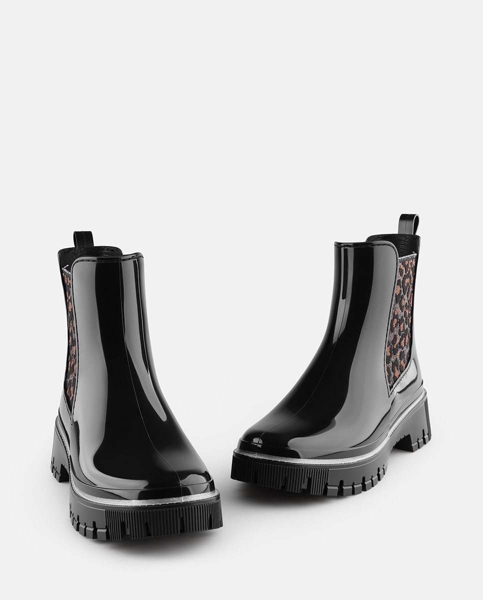 Botins Chelsea Vegan com Elástico Estampado RORY em Preto Preto-3