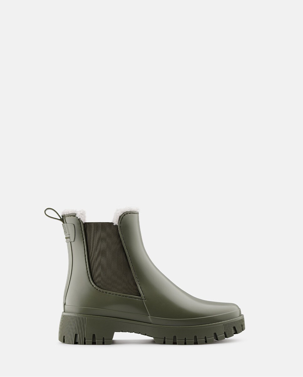 Botins Chelsea Vegan com Forro em Pelo WREN em Verde Verde-1