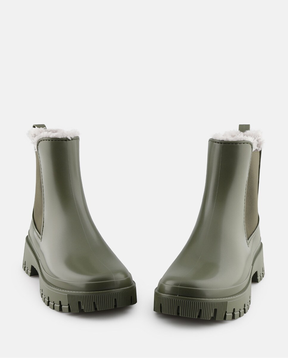 Botins Chelsea Vegan com Forro em Pelo WREN em Verde Verde-5
