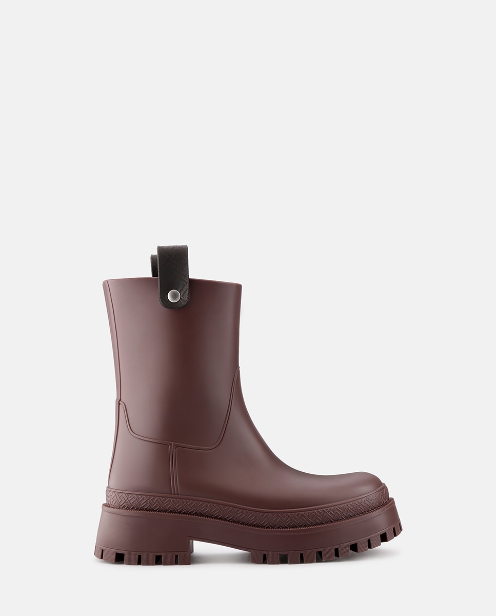 Botas de Cano Médio Vegan KAIAH em Bordeaux Vermelho-1