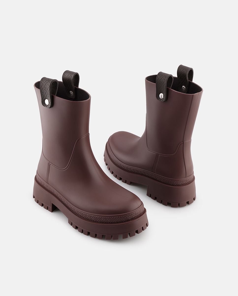 Botas de Cano Médio Vegan KAIAH em Bordeaux Vermelho-3