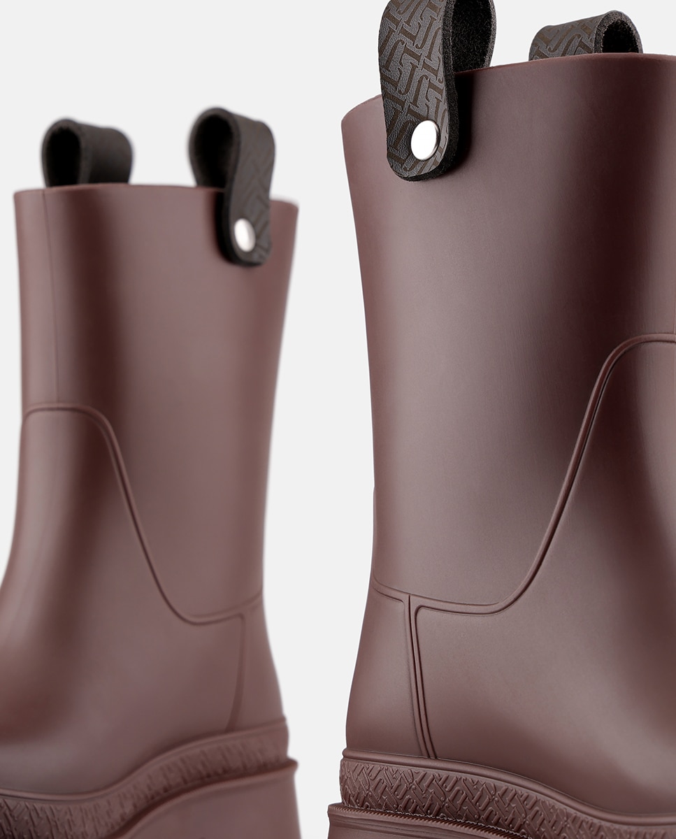 Botas de Cano Médio Vegan KAIAH em Bordeaux Vermelho-4