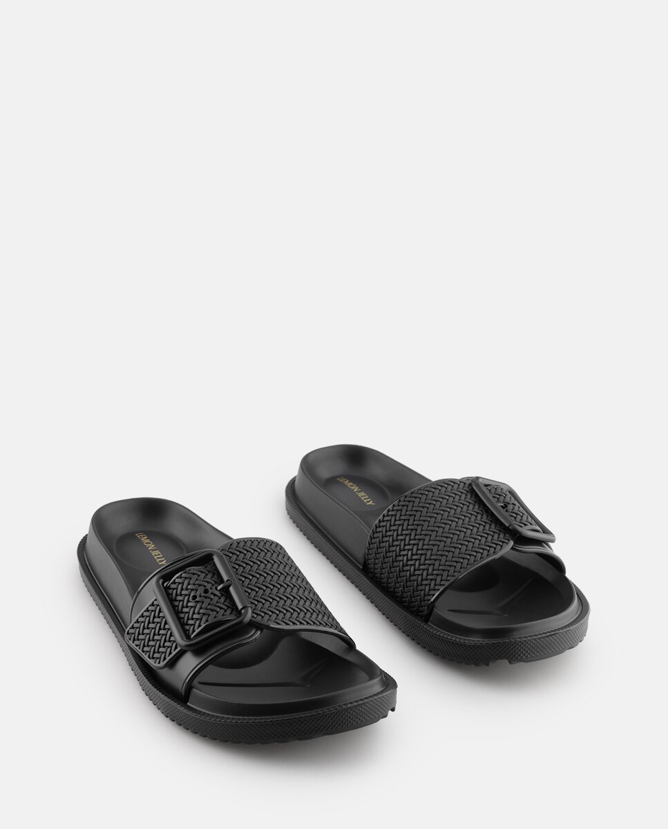 Sandálias Rasas Vegan ZELIE em Preto Preto-3
