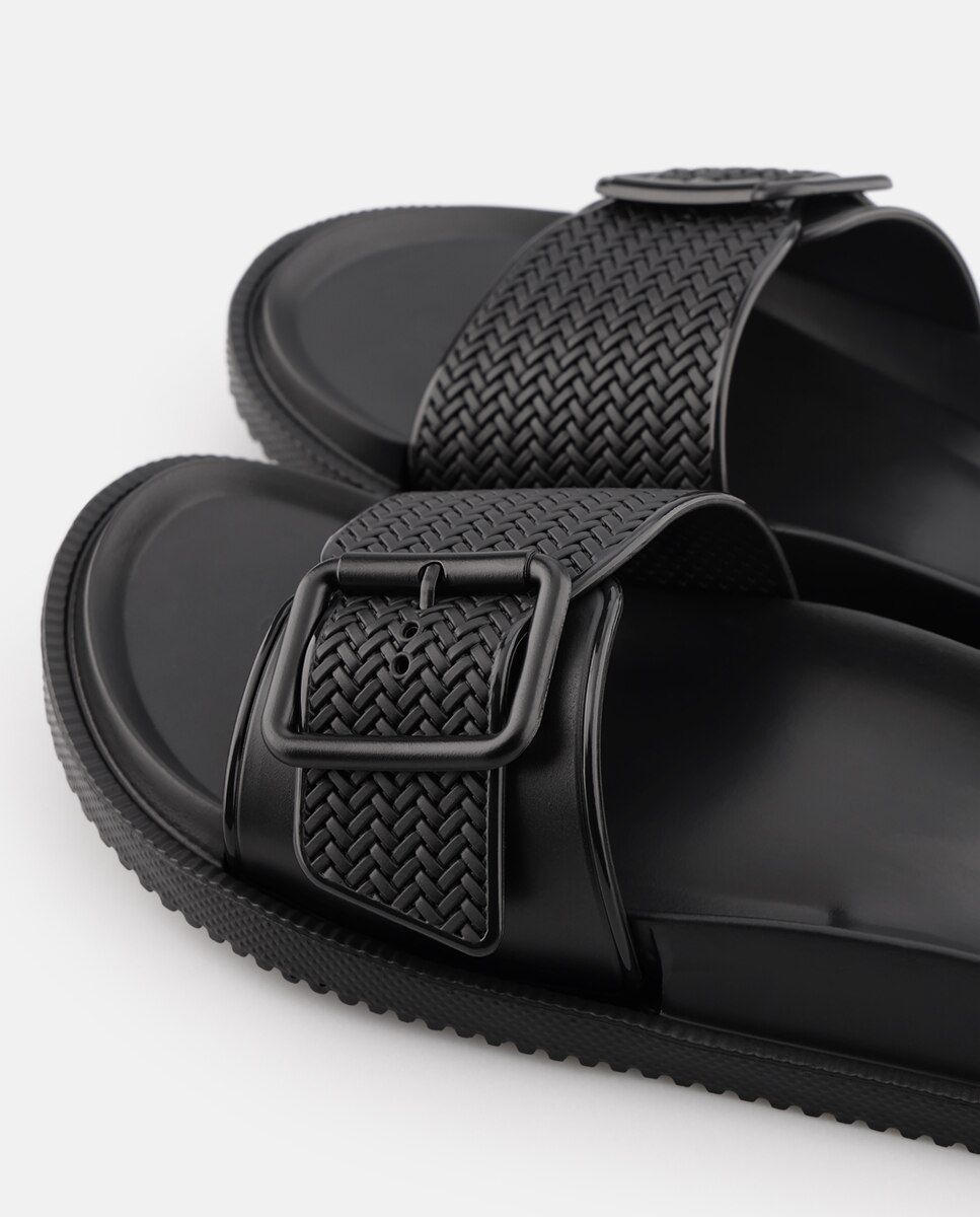 Sandálias Rasas Vegan ZELIE em Preto Preto-4