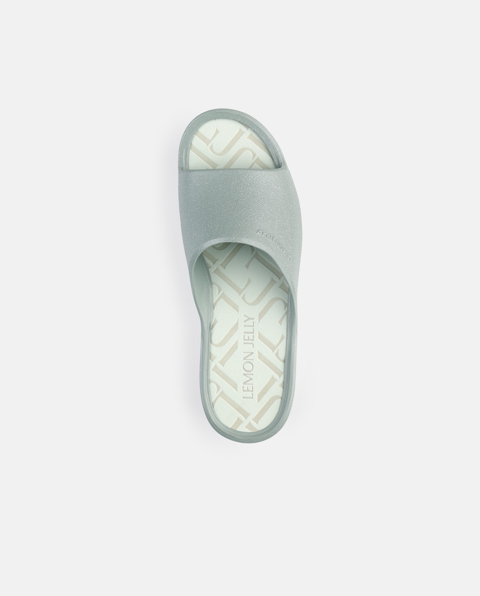 Chinelo de Plataforma Vegan FIORELLA Verde Acinzentado com Glitter Cinzento-5