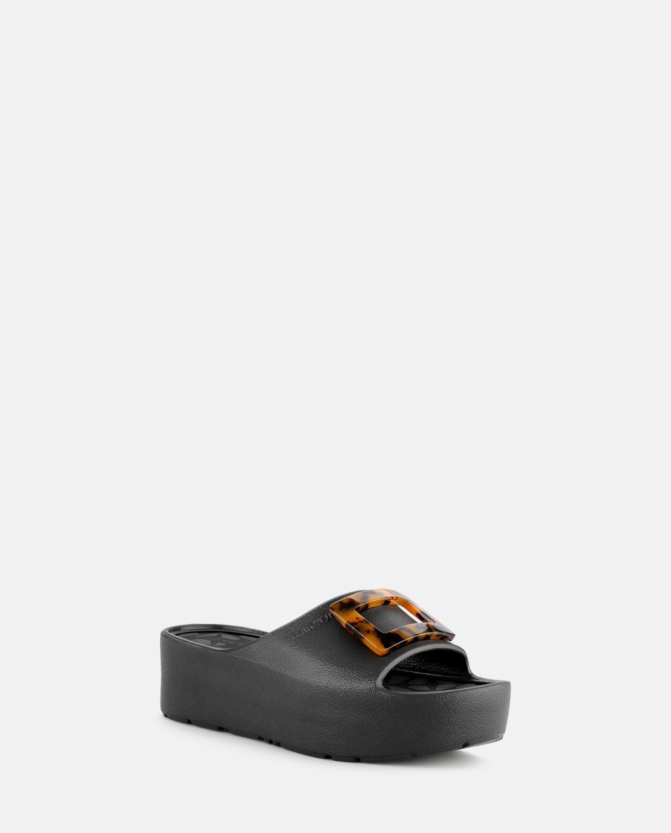Chinelos de Plataforma Vegan SAMIRA em Preto Preto-2