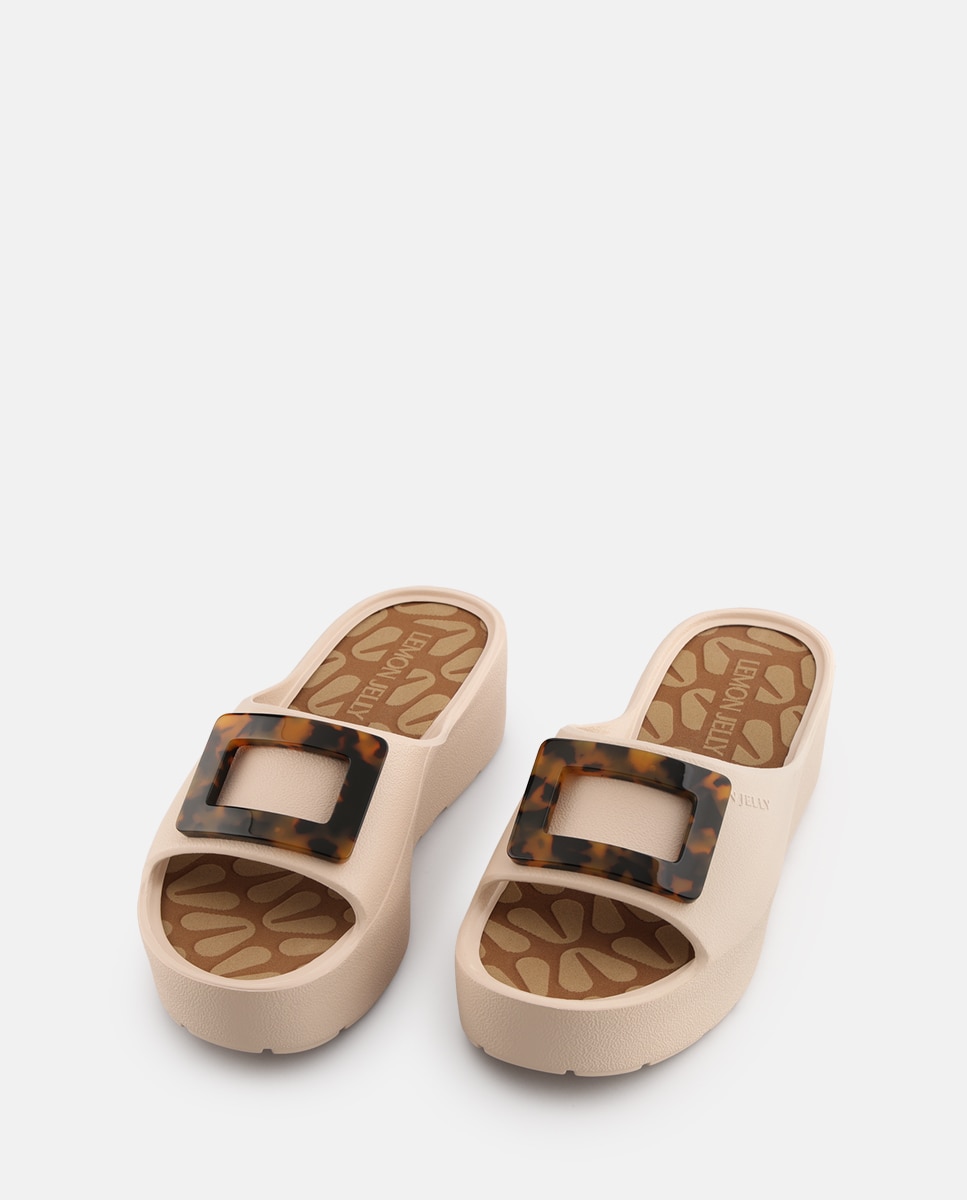 Chinelos de Plataforma Vegan SAMIRA em Bege Bege-3