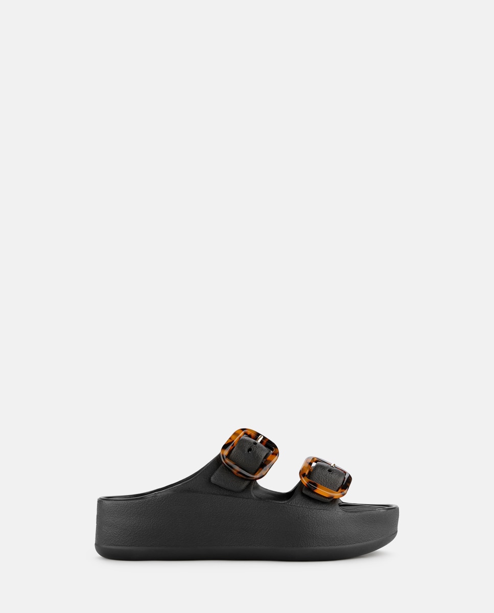 Imagem 0 de Sandálias de Plataforma Vegan com Tiras Ajustáveis TAZARA em Preto