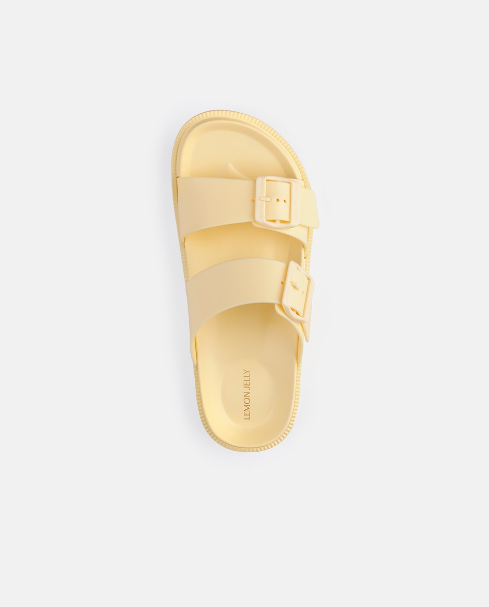 Sandálias Rasas com Fivelas Ajustáveis Vegan ELISE em Amarelo Amarelo-5