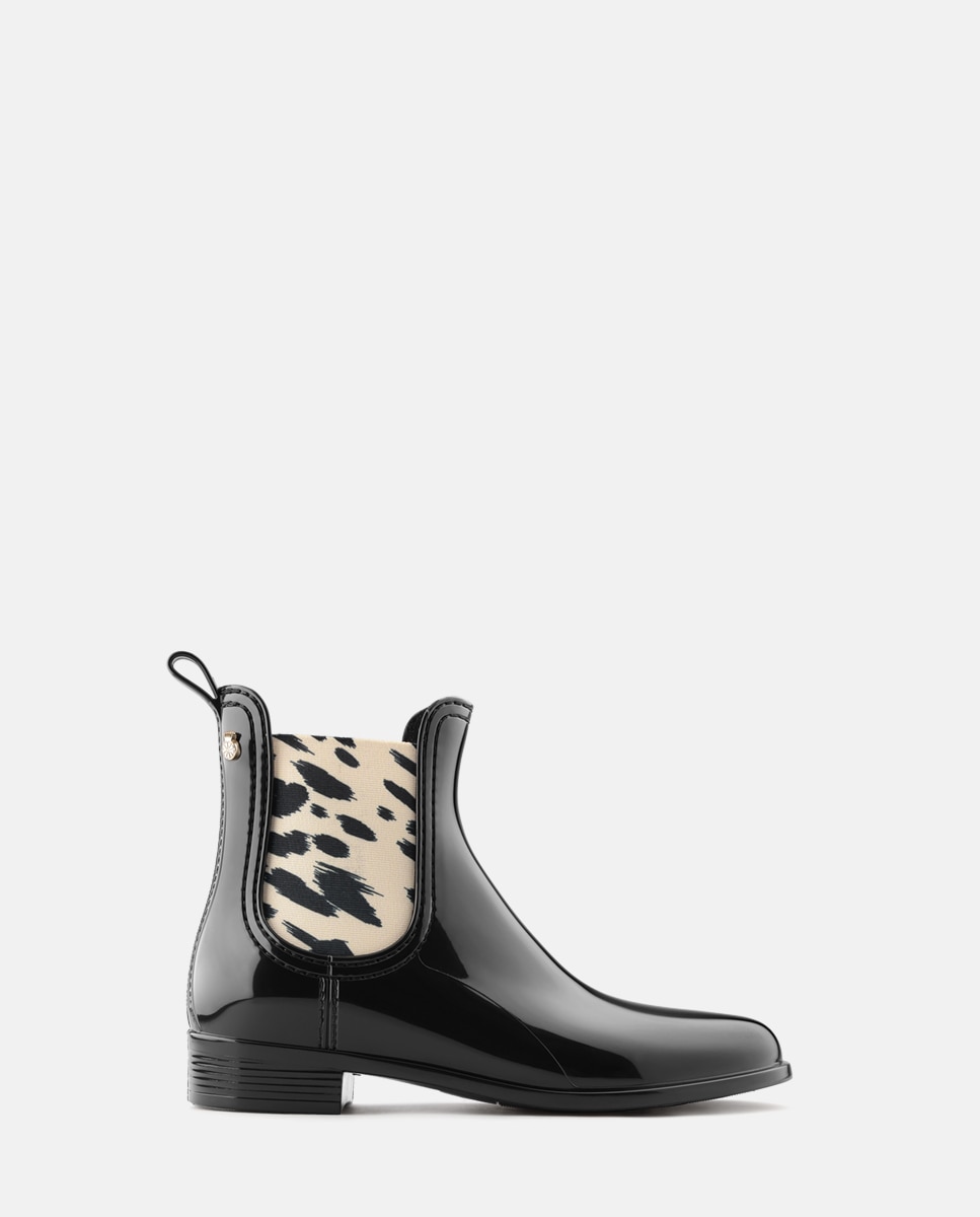 Imagem 0 de Botins Chelsea Vegan de Senhora com Elástico Estampado MIRA em Preto