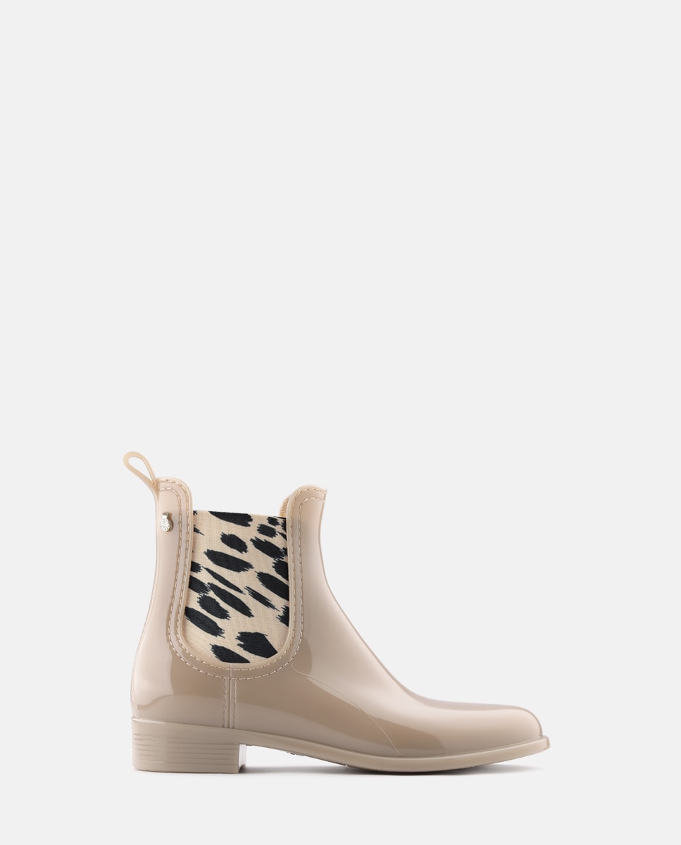 Imagem 0 de Botins Chelsea Vegan de Senhora com Elástico Estampado MIRA em Bege