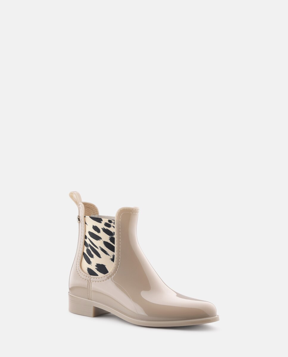Botins Chelsea Vegan de Senhora com Elástico Estampado MIRA em Bege Bege-2