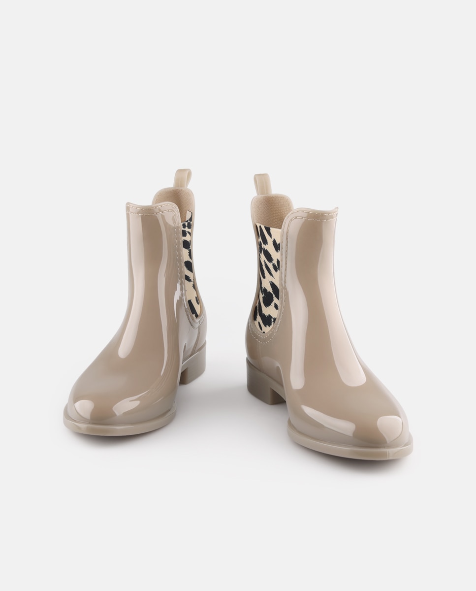 Botins Chelsea Vegan de Senhora com Elástico Estampado MIRA em Bege Bege-5