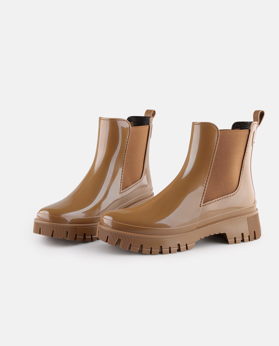 Botins Chelsea de Chuva Vegan PEACHY em Castanho Castanho-3