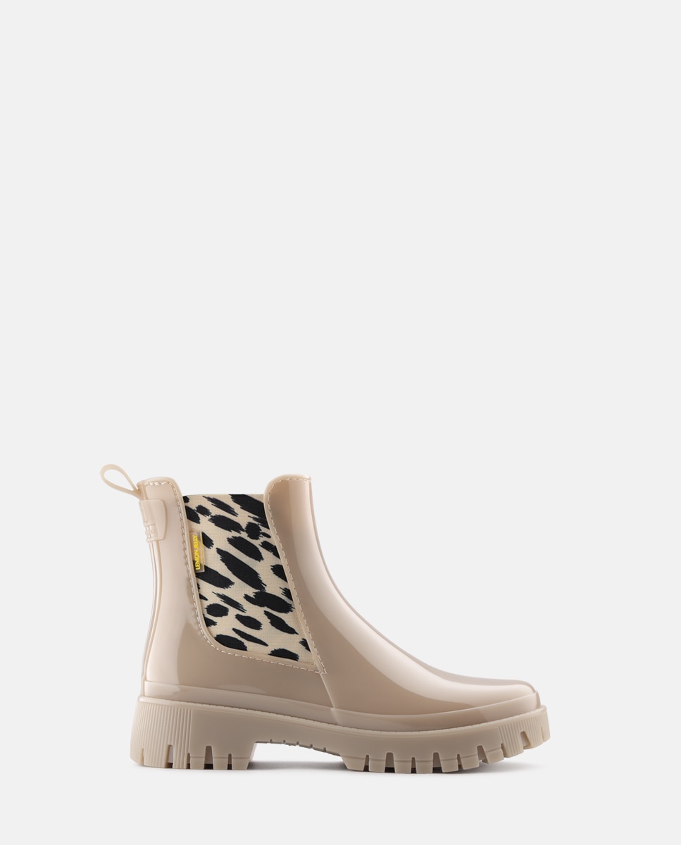 Imagem 0 de Botins Chelsea de Chuva Vegan com Elástico Estampado MAKIRA em Bege