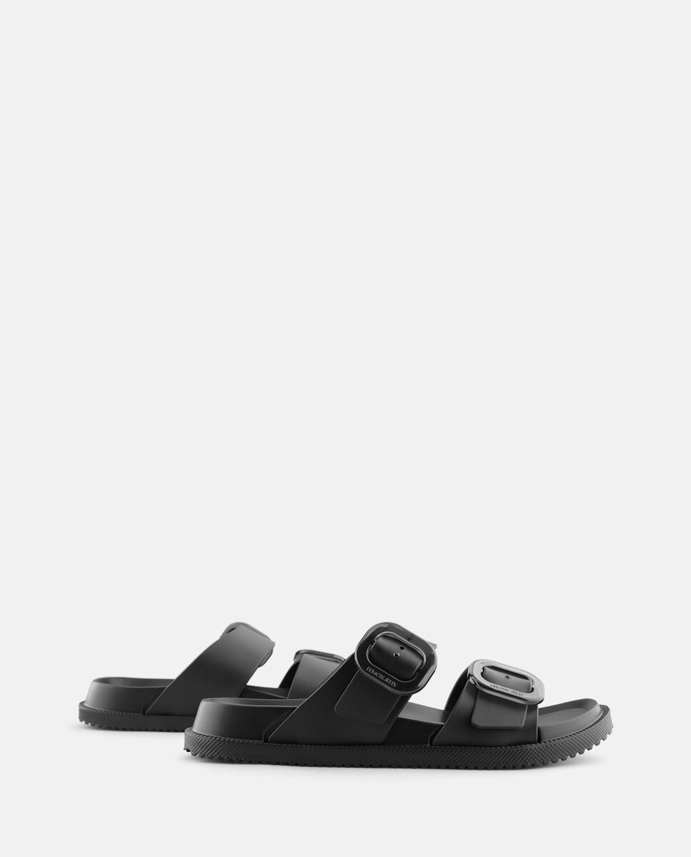 Sandálias Rasas Vegan com Fivelas Ajustáveis ELISE LILOU em Preto Preto-3