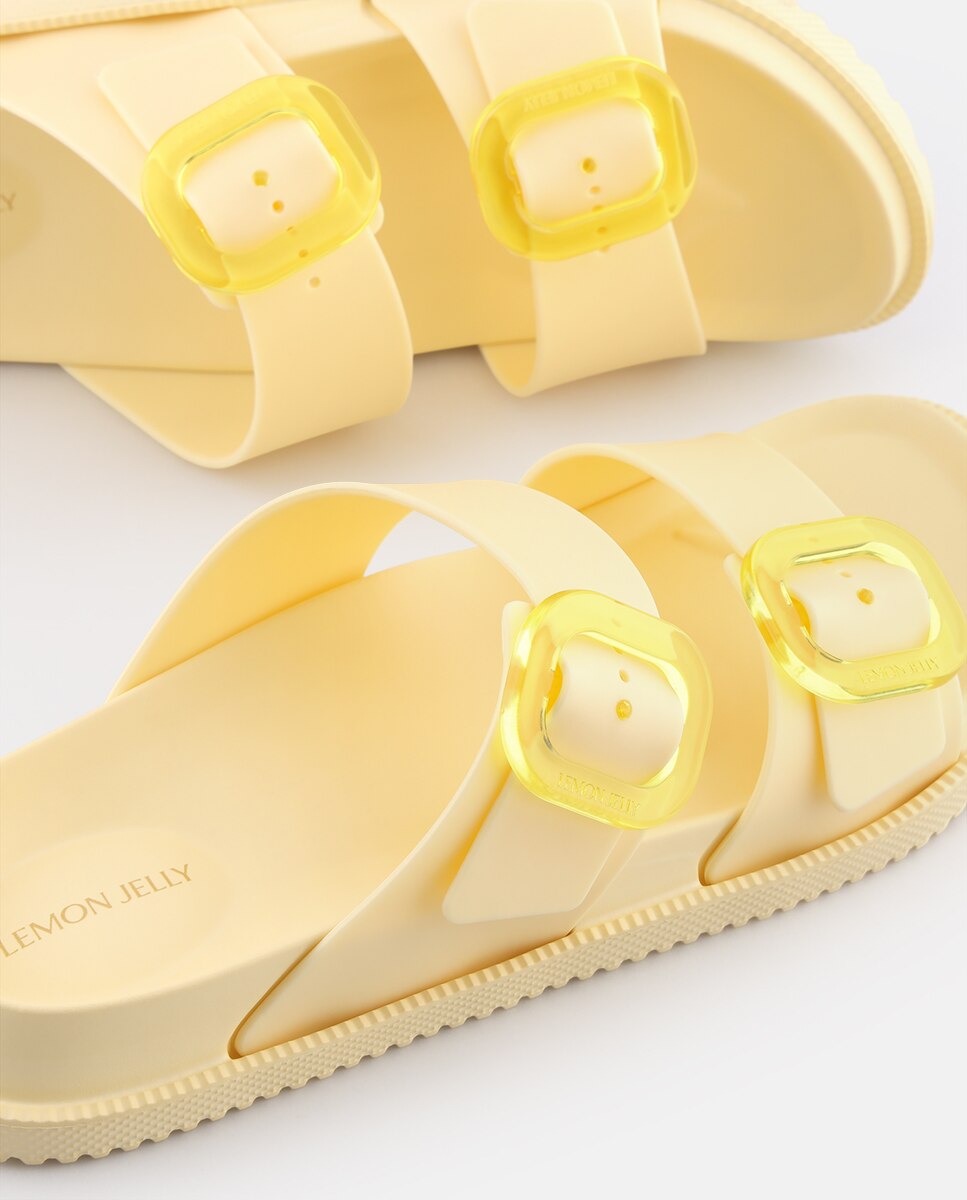 Sandálias Rasas Vegan com Fivelas Ajustáveis ELISE LILOU em Amarelo Amarelo-4