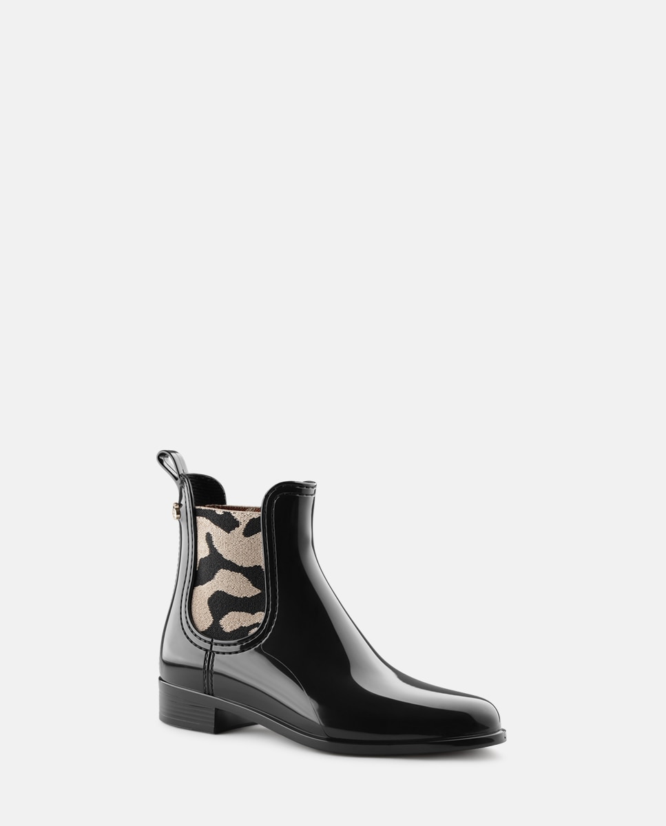 Botins Chelsea Vegan de Senhora com Elástico Estampado ROMY em Preto Preto-2