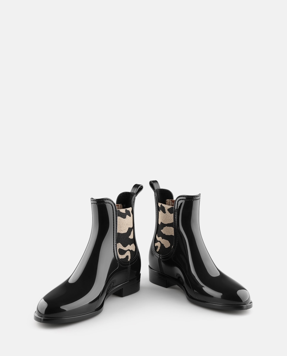 Botins Chelsea Vegan de Senhora com Elástico Estampado ROMY em Preto Preto-5