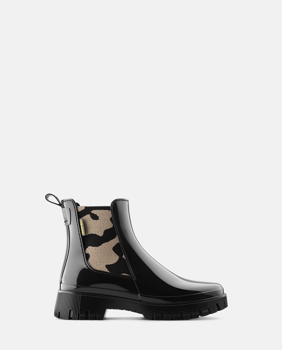 Imagem 0 de Botins de Chuva Vegan com Elástico Estampado MYLO em Preto