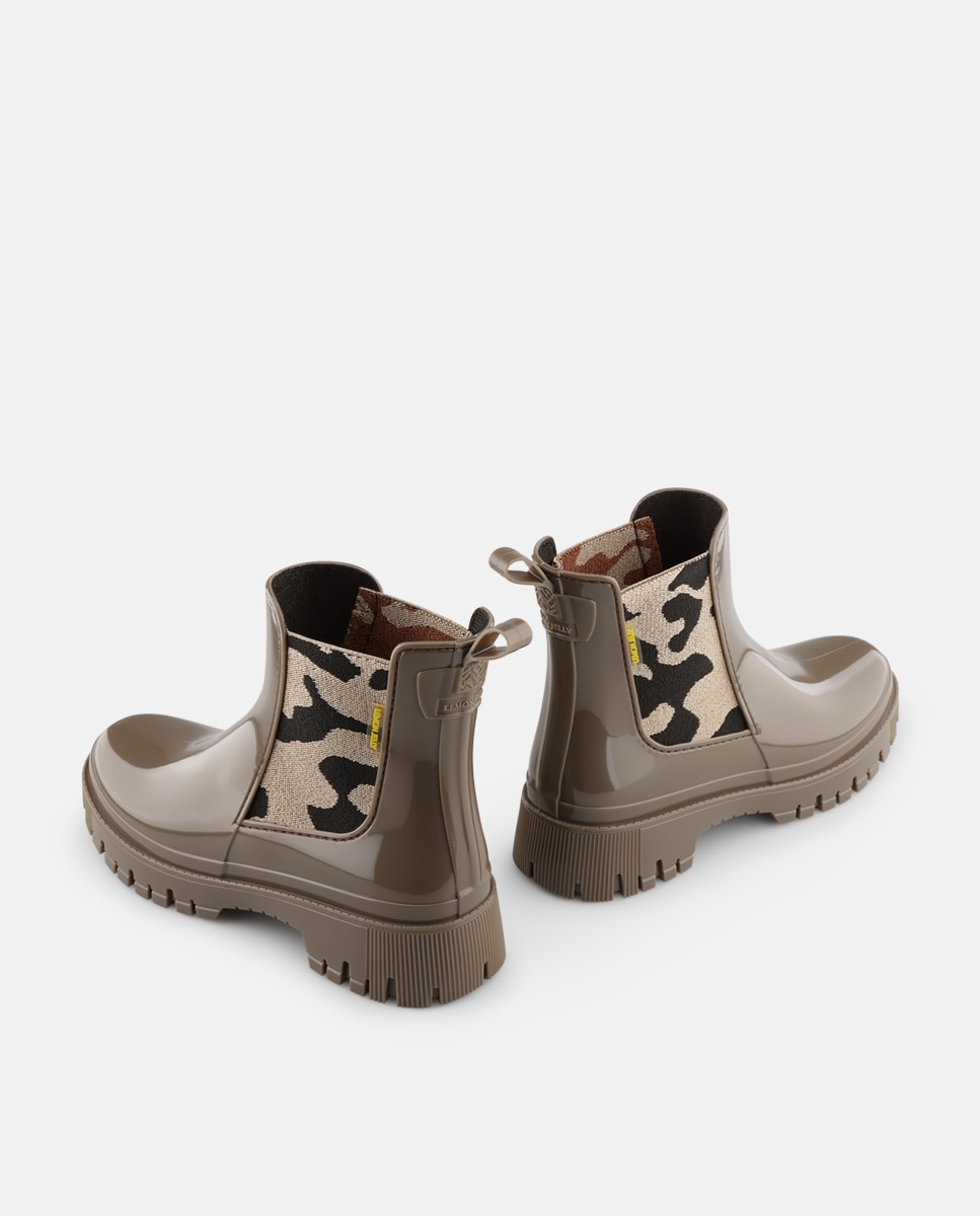 Botins de Chuva Vegan com Elástico Estampado MYLO em Castanho Castanho-3