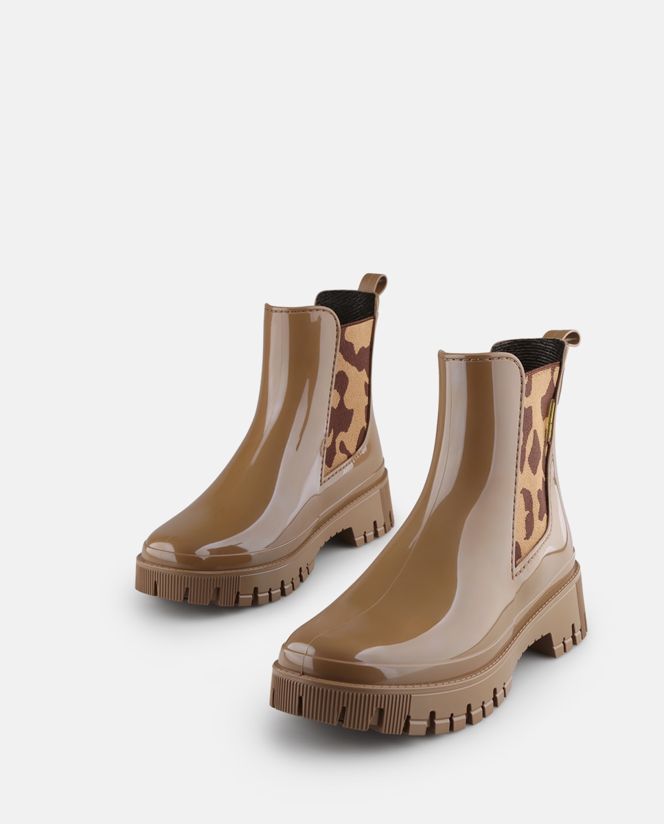Botins de Chuva Vegan com Elástico Estampado MYLO em Castanho Escuro Castanho-3