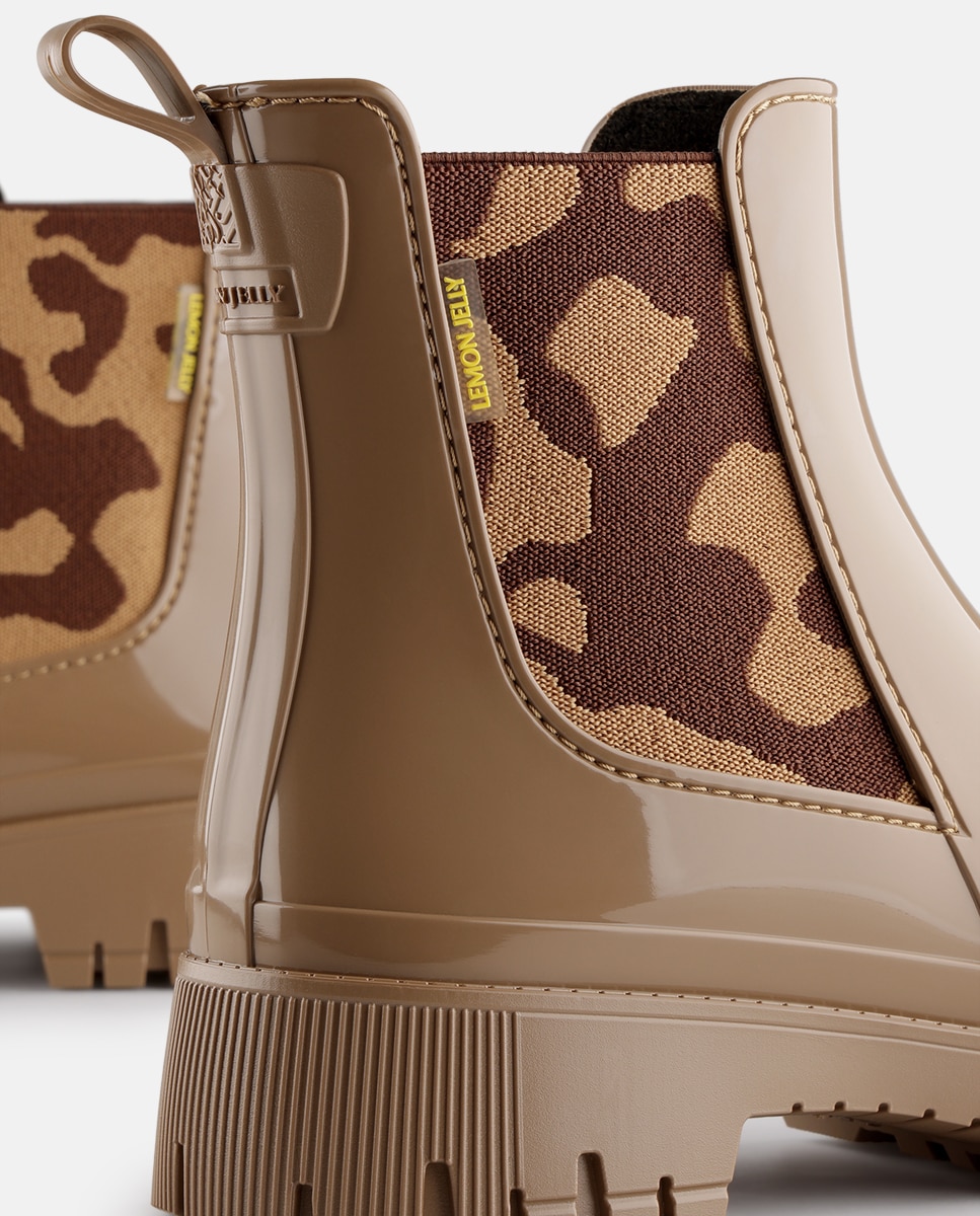 Botins de Chuva Vegan com Elástico Estampado MYLO em Castanho Escuro Castanho-4