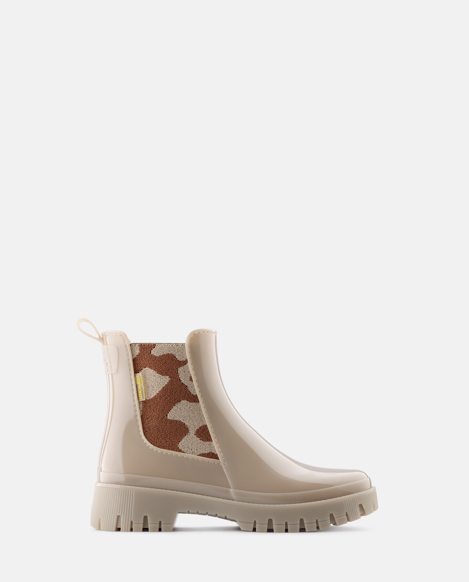 Imagem 0 de Botins de Chuva Vegan com Elástico Estampado MYLO em Bege