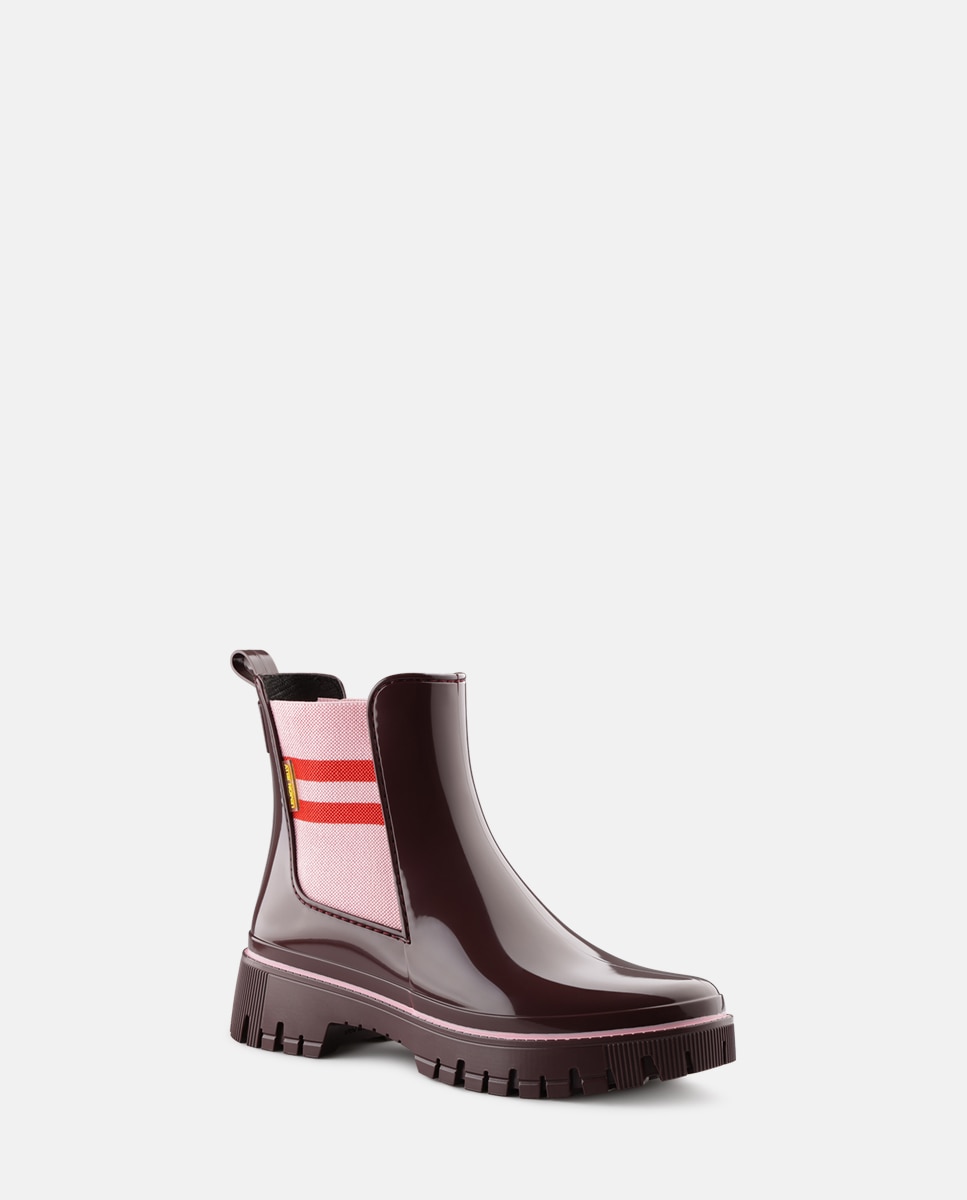 Botins Chelsea de Chuva Vegan CECI em Bordeaux Vermelho-2