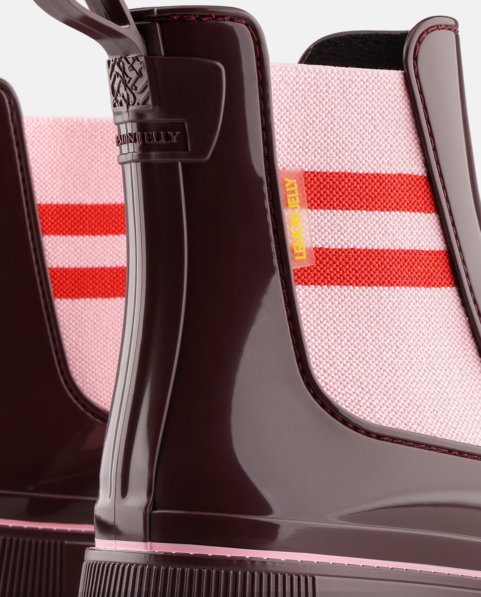 Botins Chelsea de Chuva Vegan CECI em Bordeaux Vermelho-4