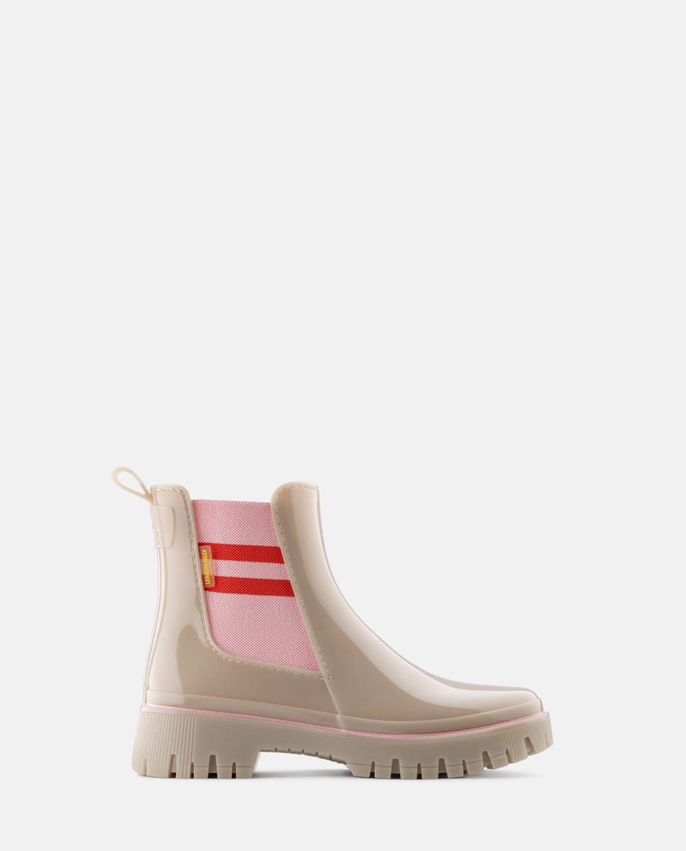Botins Chelsea de Chuva Vegan CECI em Bege e Rosa Bege-1