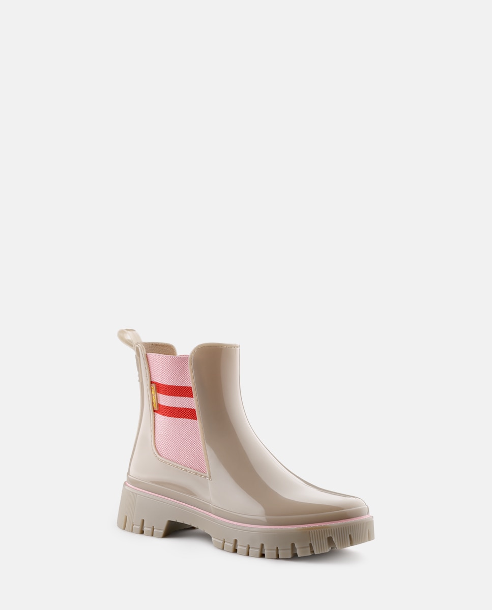 Botins Chelsea de Chuva Vegan CECI em Bege e Rosa Bege-2