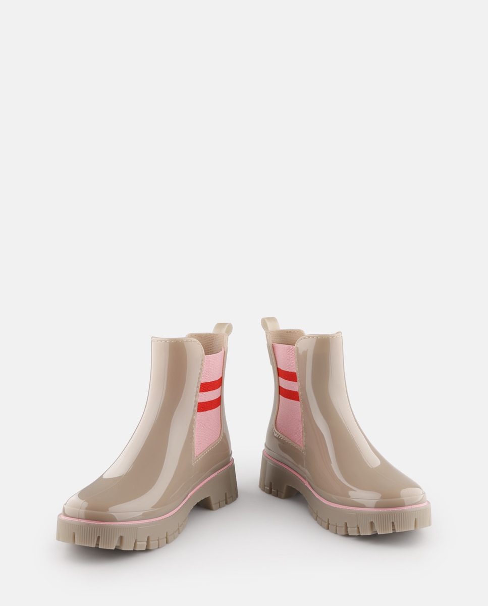 Botins Chelsea de Chuva Vegan CECI em Bege e Rosa Bege-5