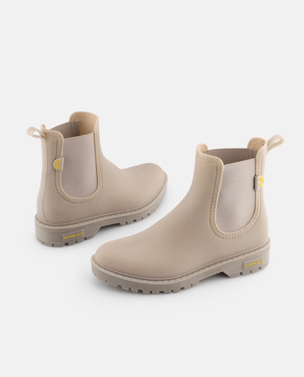 Botins Chelsea de Chuva Vegan LYANA em Bege Bege-3