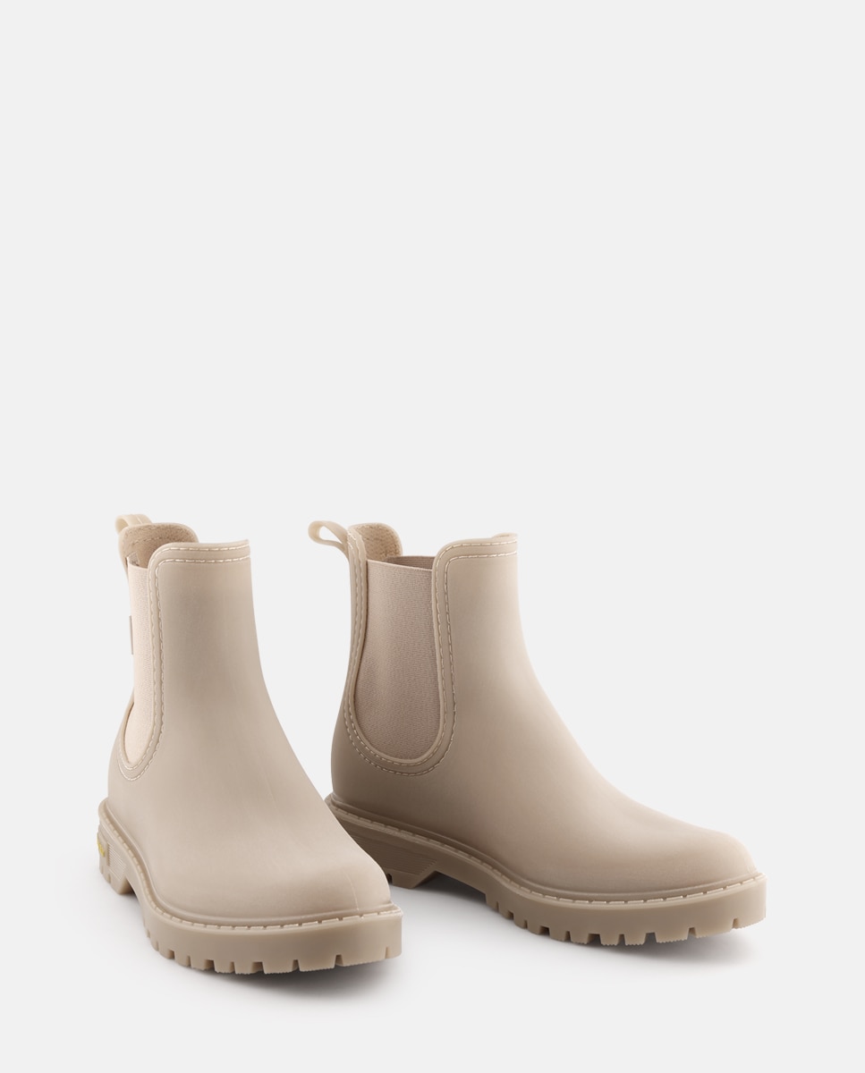 Botins Chelsea de Chuva Vegan LYANA em Bege Bege-5