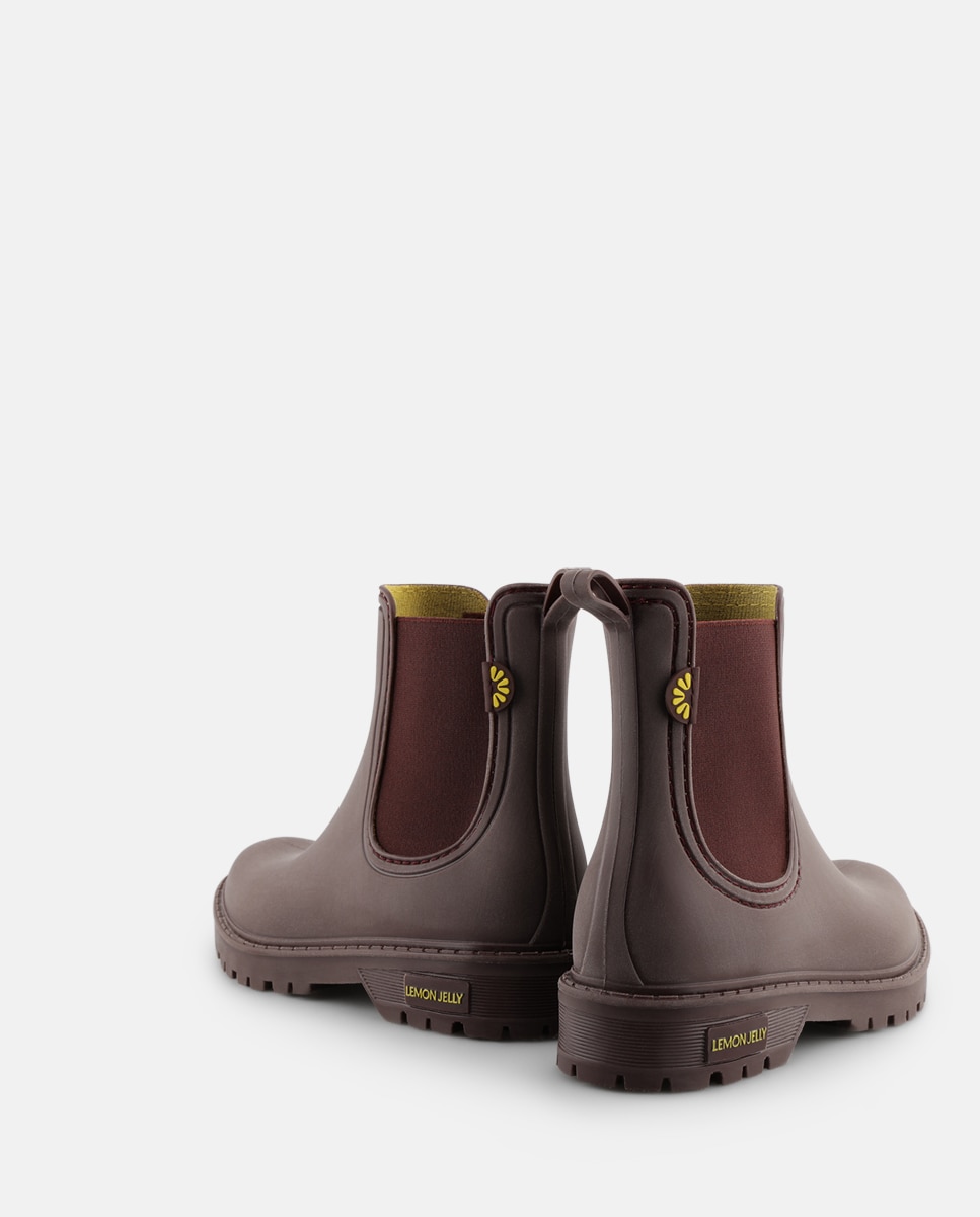 Botins Chelsea de Chuva Vegan LYANA em Bordeaux Vermelho-3