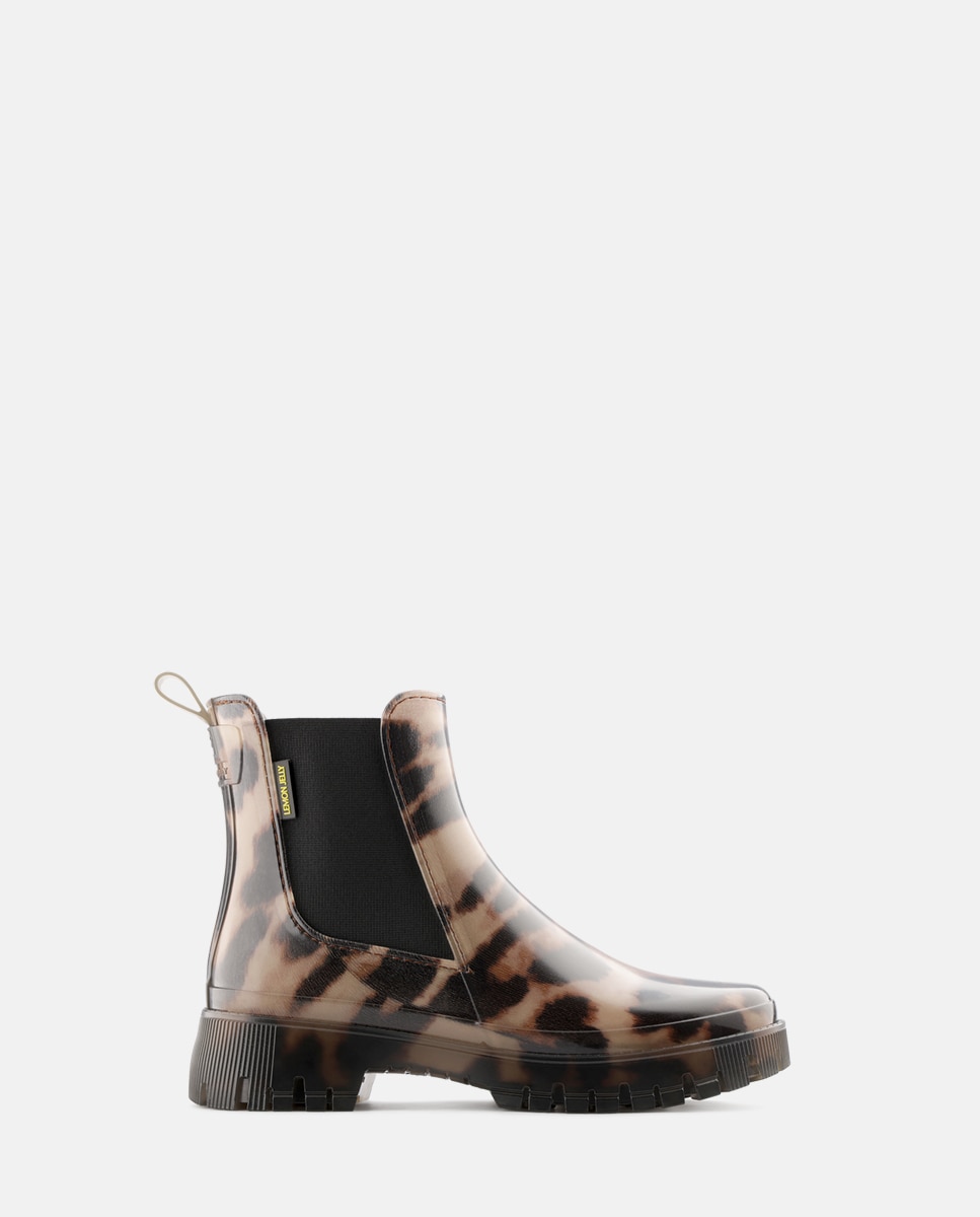 Imagem 0 de Botins Chelsea Vegan com Forro em Pelo Estampado ZURI em Castanho