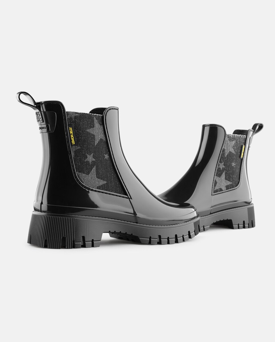 Botins Chelsea Vegan com Elástico Estampado STARLET em Preto Preto-3