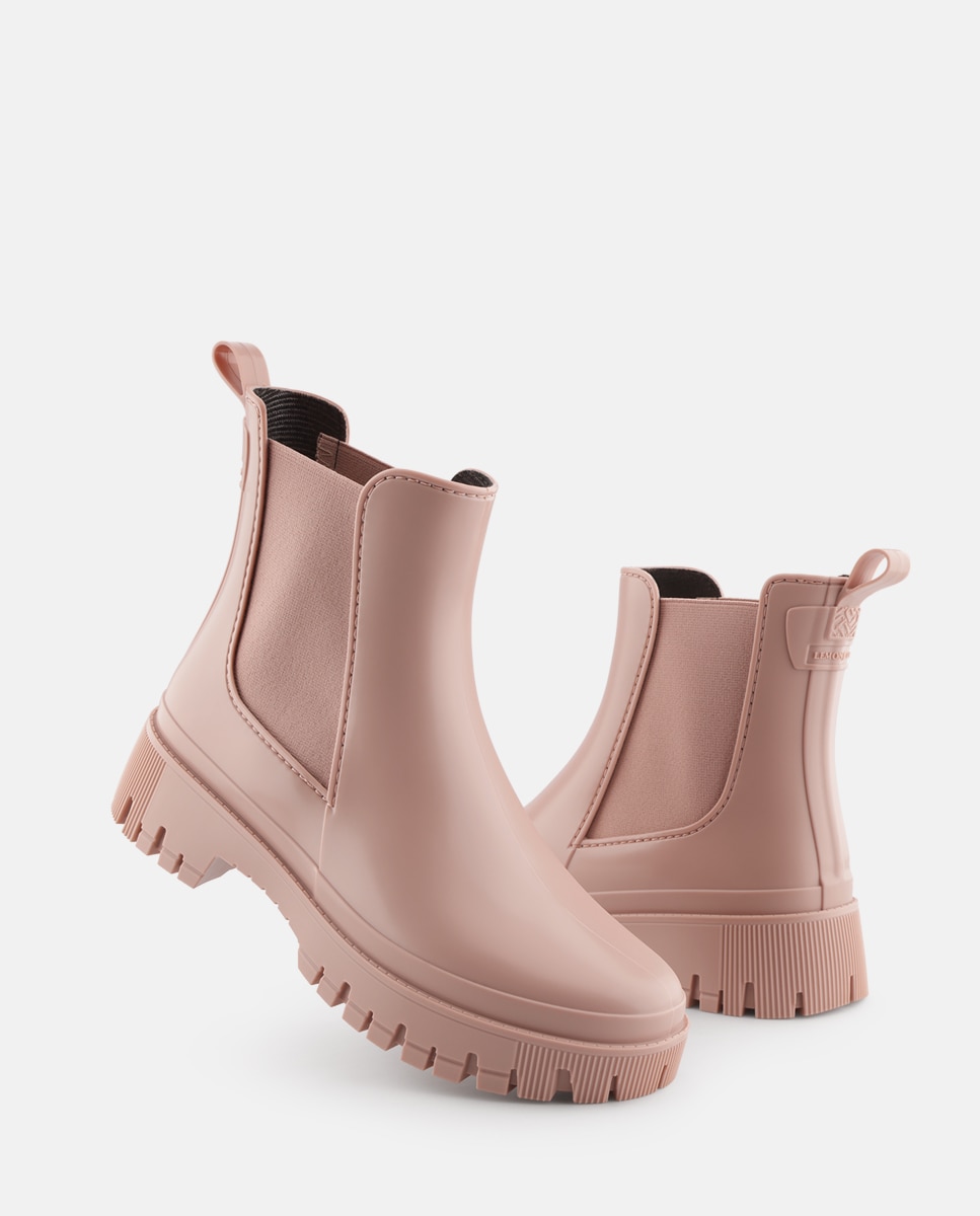 Botins Chelsea de Chuva Vegan KIRBY Mate em Rosa Rosa-3