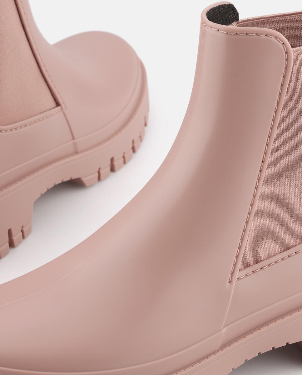 Botins Chelsea de Chuva Vegan KIRBY Mate em Rosa Rosa-4