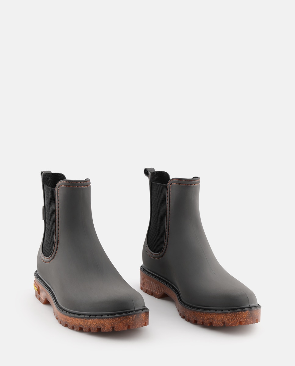 Botins Chelsea de Chuva Vegan LIRA em Preto com Glitter Preto-5
