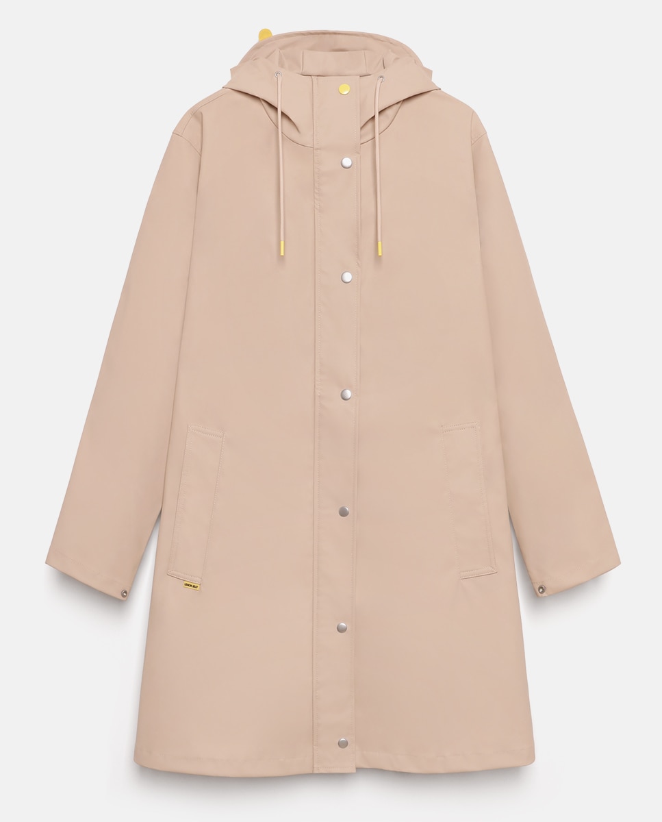Capa de Chuva Oversize Vegan com Capuz RAIN JACKET em Bege Bege-2