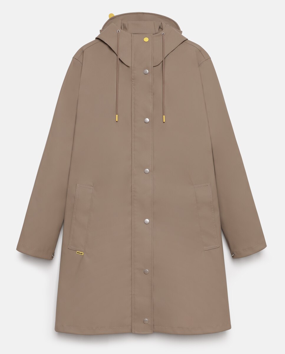 Capa de Chuva Oversize Vegan com Capuz RAIN JACKET em Castanho Castanho-2
