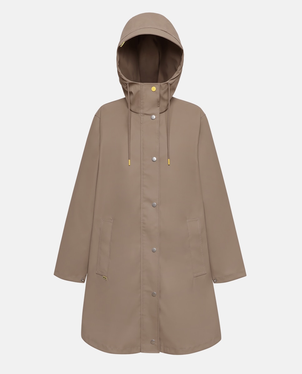 Capa de Chuva Oversize Vegan com Capuz RAIN JACKET em Castanho Castanho-5