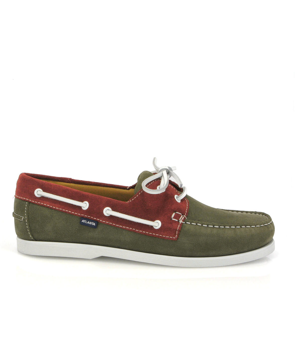 Sapatos de Vela Bicolor em Camurça Verde-militar-1