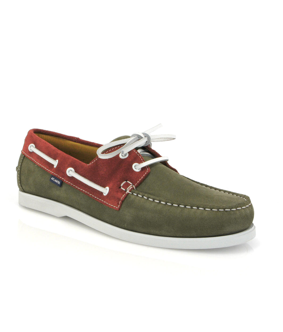 Sapatos de Vela Bicolor em Camurça Verde-militar-2